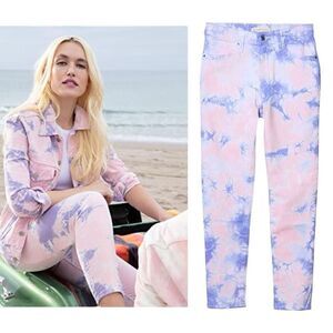 Levi’s Pink Purple Tie Dye 721 High Rise Skinny Ankle Jeans Size 20W